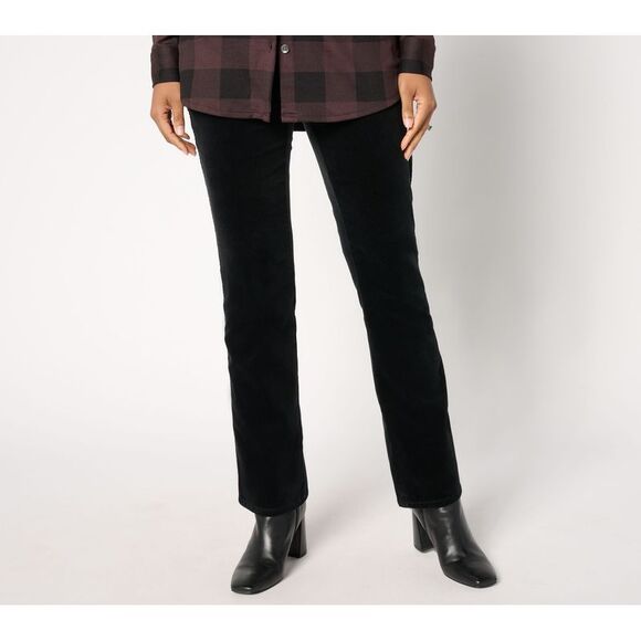 Belle by Kim Gravel Women's Petite Pants 22P TripleLuxe Corduroy Black A663062 - Picture 1 of 4